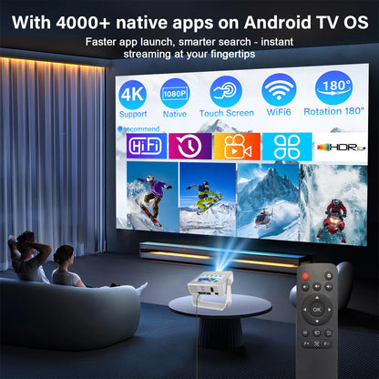 Transform Your Movie Nights with the 4K Smart Projector: Portable, WiFi 6, and Bluetooth 5.0 Connectivity!