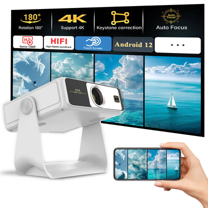 Transform Your Movie Nights with the 4K Smart Projector: Portable, WiFi 6, and Bluetooth 5.0 Connectivity!