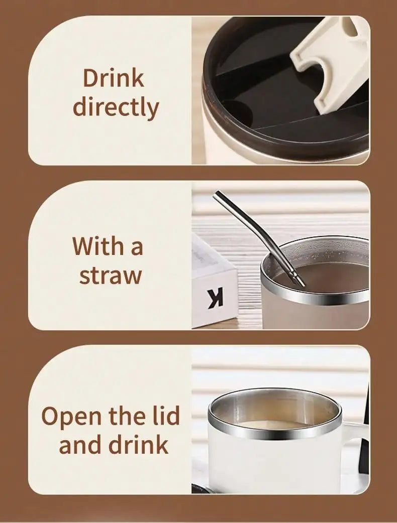 WORTHBUY 450Ml Milk Coffee Mug 304 Stainless Steel Double Wall Thermal Water Cup Sealed  Anti Scalding Drinking Cup For Student