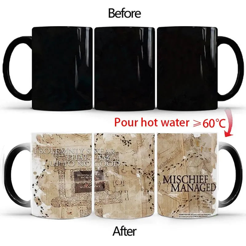 New Arrival Harry Marauder Map Color Changing Cup Mug Magic Heat Sensitive Coffee Mugs Tea Cups Surprised Christmas Gift