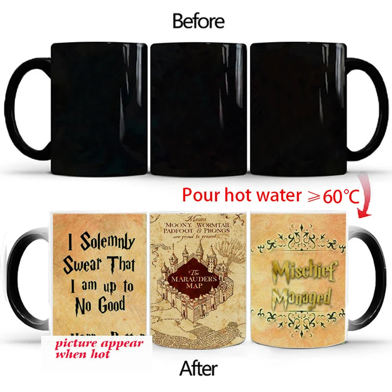 New Arrival Harry Marauder Map Color Changing Cup Mug Magic Heat Sensitive Coffee Mugs Tea Cups Surprised Christmas Gift