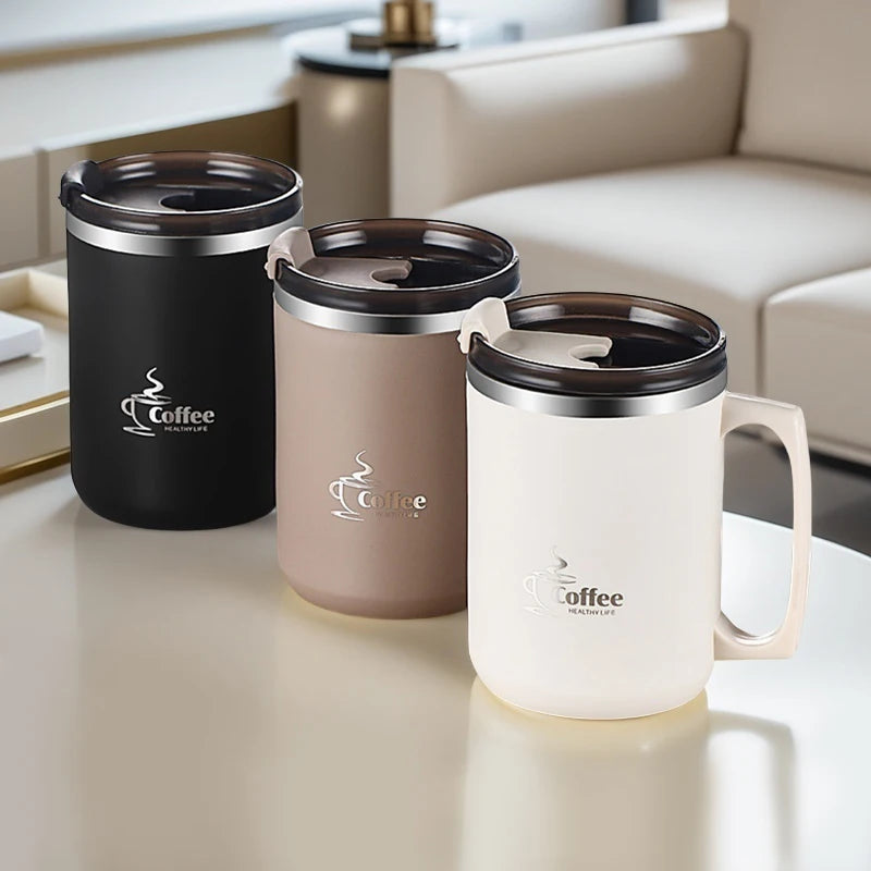 WORTHBUY 450Ml Milk Coffee Mug 304 Stainless Steel Double Wall Thermal Water Cup Sealed  Anti Scalding Drinking Cup For Student