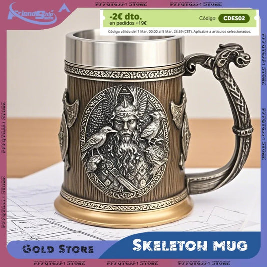 Mugs Coffee Cups Stainless Steel Viking Water Bottle Coffee Mug Large Capacity Insulated Mugs Bar Beer Mug Wine Drinkware Cup