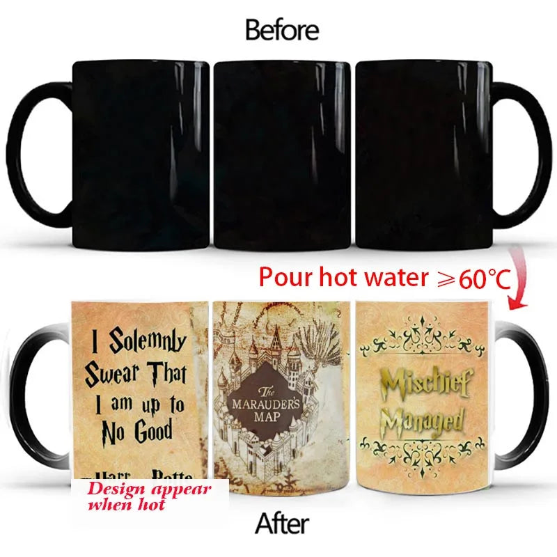 New Arrival Harry Marauder Map Color Changing Cup Mug Magic Heat Sensitive Coffee Mugs Tea Cups Surprised Christmas Gift
