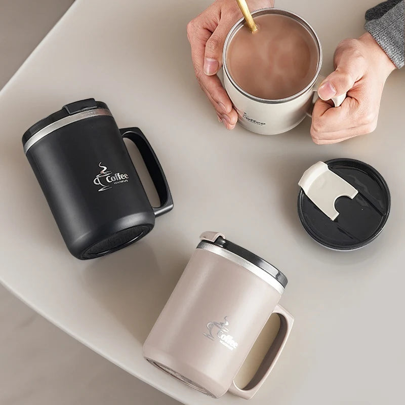 WORTHBUY 450Ml Milk Coffee Mug 304 Stainless Steel Double Wall Thermal Water Cup Sealed  Anti Scalding Drinking Cup For Student