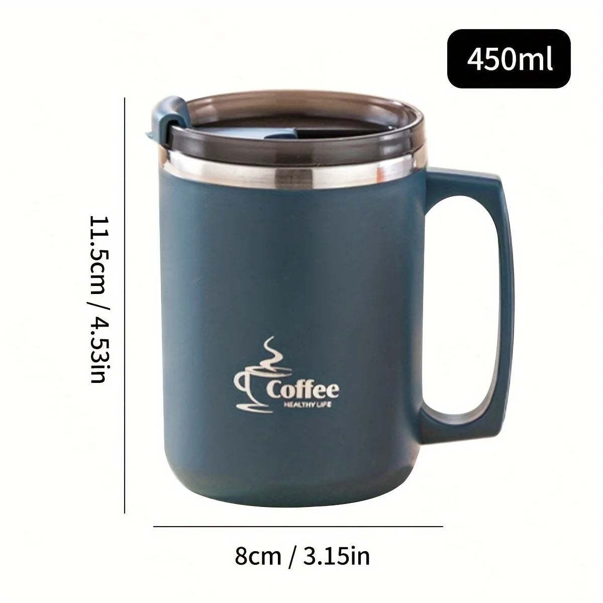 WORTHBUY 450Ml Milk Coffee Mug 304 Stainless Steel Double Wall Thermal Water Cup Sealed  Anti Scalding Drinking Cup For Student