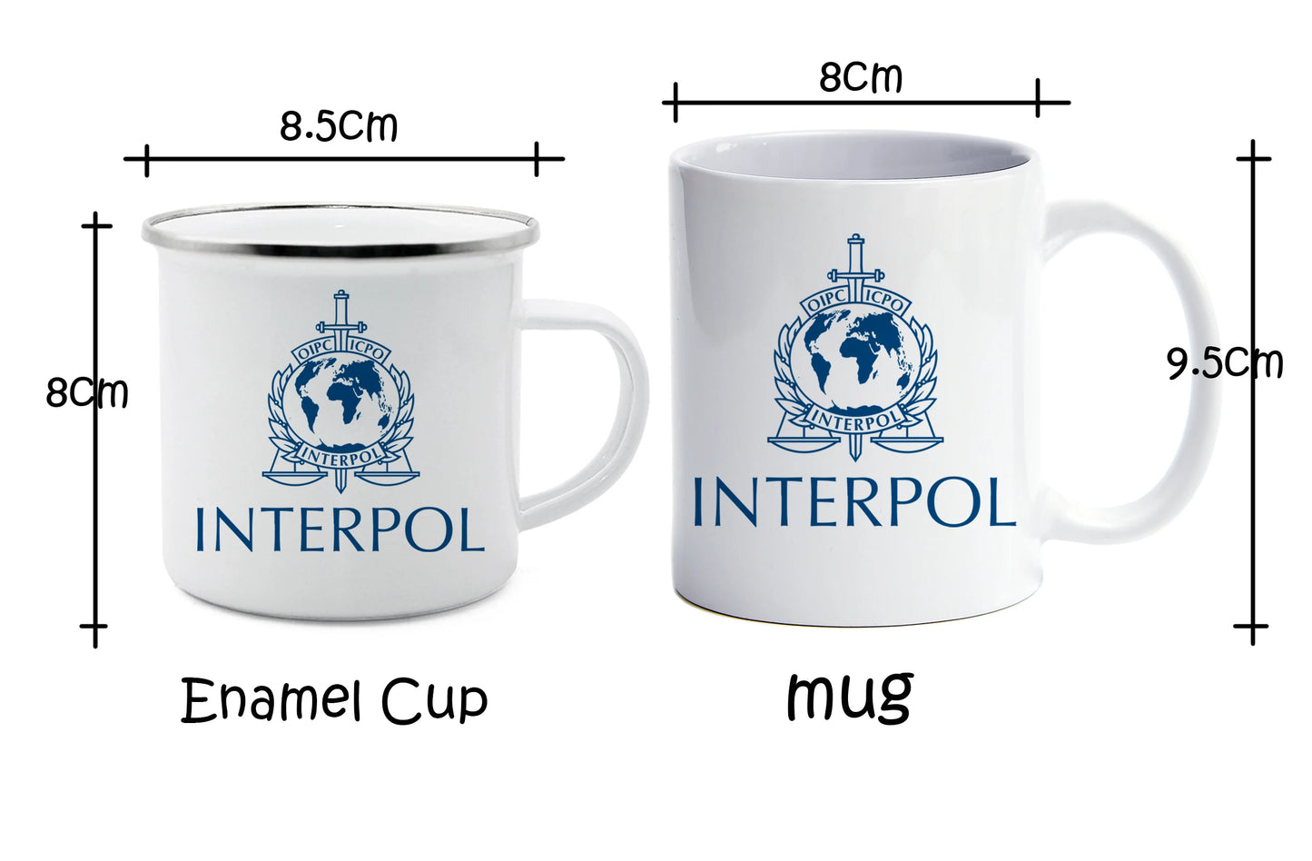 International Criminal Police Organization enamel cup Mug Handle Round Printed Drinkware Picture Tea Photo Coffee Design Cup