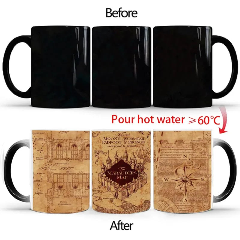 New Arrival Harry Marauder Map Color Changing Cup Mug Magic Heat Sensitive Coffee Mugs Tea Cups Surprised Christmas Gift