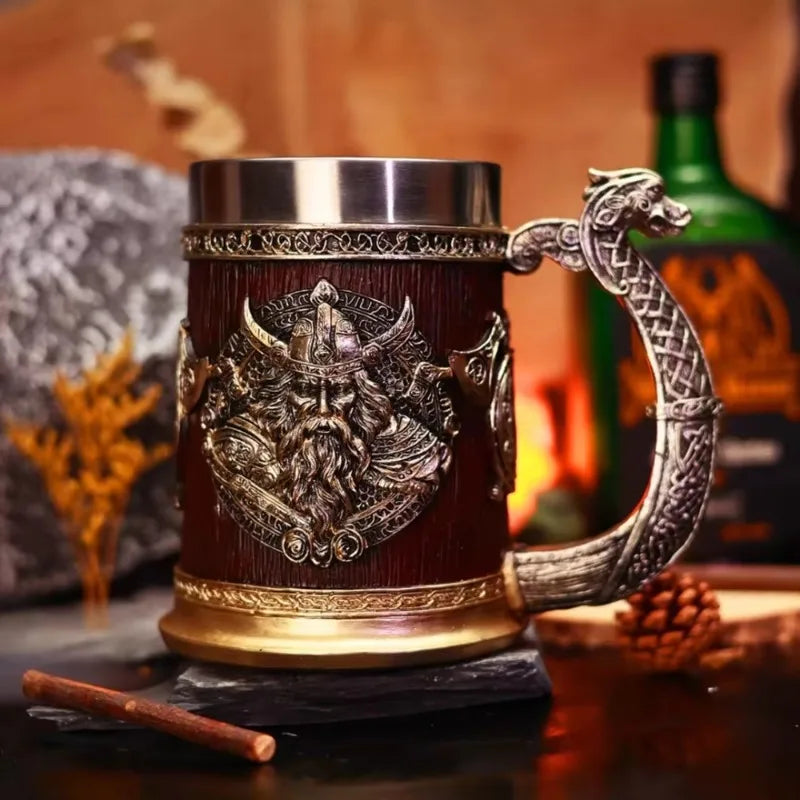 Mugs Coffee Cups Stainless Steel Viking Water Bottle Coffee Mug Large Capacity Insulated Mugs Bar Beer Mug Wine Drinkware Cup