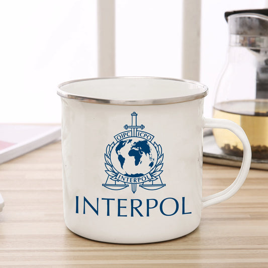 International Criminal Police Organization enamel cup Mug Handle Round Printed Drinkware Picture Tea Photo Coffee Design Cup