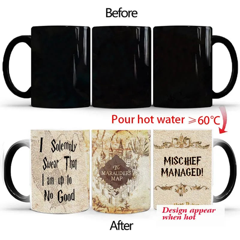 New Arrival Harry Marauder Map Color Changing Cup Mug Magic Heat Sensitive Coffee Mugs Tea Cups Surprised Christmas Gift