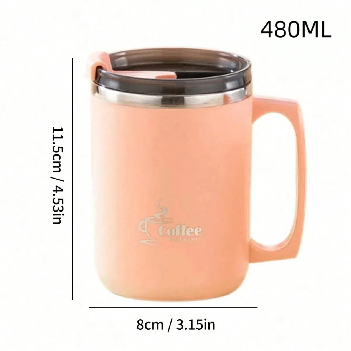 WORTHBUY 450Ml Milk Coffee Mug 304 Stainless Steel Double Wall Thermal Water Cup Sealed  Anti Scalding Drinking Cup For Student