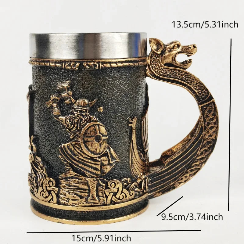 Mugs Coffee Cups Stainless Steel Viking Water Bottle Coffee Mug Large Capacity Insulated Mugs Bar Beer Mug Wine Drinkware Cup