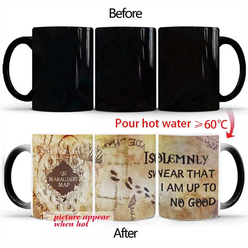 New Arrival Harry Marauder Map Color Changing Cup Mug Magic Heat Sensitive Coffee Mugs Tea Cups Surprised Christmas Gift