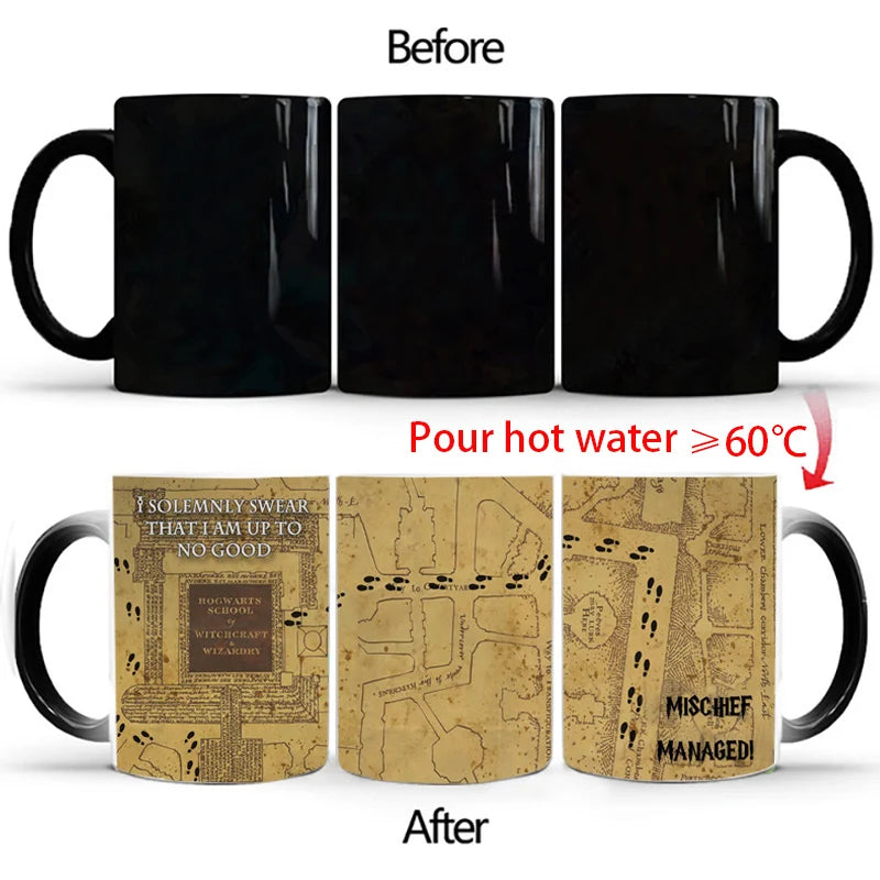 New Arrival Harry Marauder Map Color Changing Cup Mug Magic Heat Sensitive Coffee Mugs Tea Cups Surprised Christmas Gift