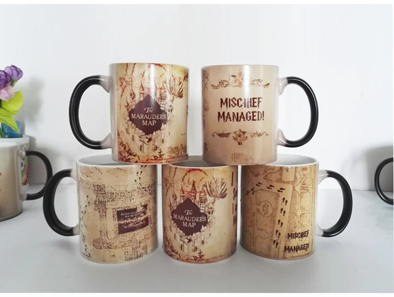 New Arrival Harry Marauder Map Color Changing Cup Mug Magic Heat Sensitive Coffee Mugs Tea Cups Surprised Christmas Gift